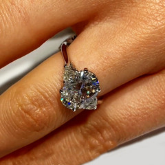 2.50Ct Oval Cut Moissanite ThreeStone Engagement Ring 14k Multi Tone Gold Plated