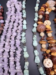 Vintage Lot 7 Stone Gemstone Necklaces Amber Amethyst Turquoise Sodalite Shell