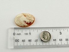 Vintage Loose Hand Carved Shell Cameo Woman Flowers in Hair 1.25 Inch x 1 In 5g