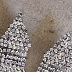 Vintage Rhinestone Earrings Clips Clear Sparkley Hinged Huge Silver Tone Fashion