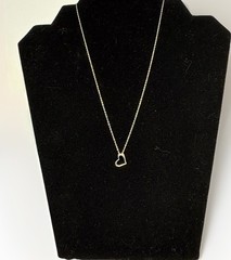 VTG Dainty 925 Sterling Silver Asymmetrical Open Heart Charm CableChain Necklace
