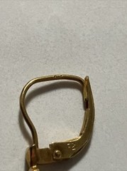 Vintage Gold Precious Metal W Germany Open Heart Pearl Dingle Earrings Signed FB