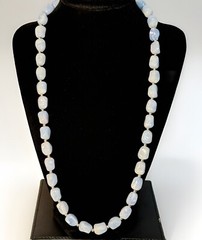 Vintage Trifari Blue Lace Lucite Necklace 32in Long