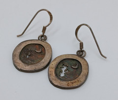 VTG 925 Southwest Moon Tree Cutout Earrings 1.25in Sterling Silver 4.7g Patina