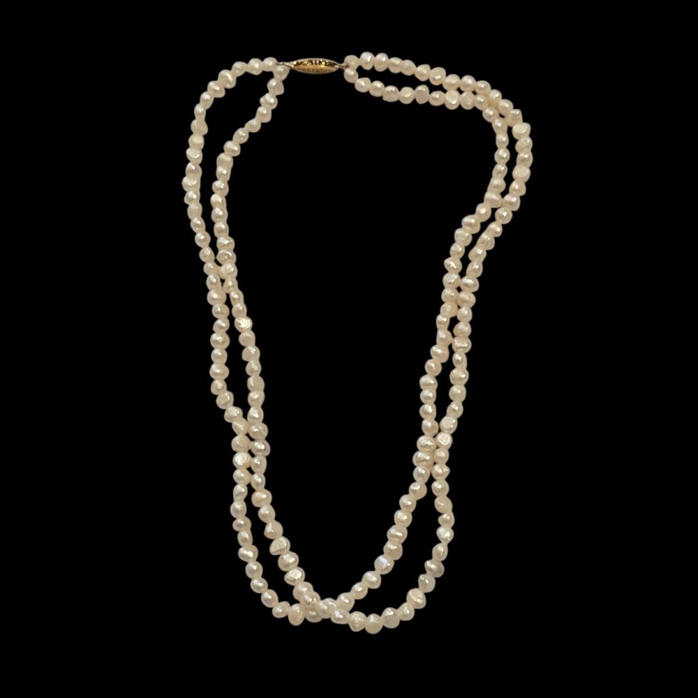 Vintage Unbranded Two Strand Freshwater Pearls Choker Necklace