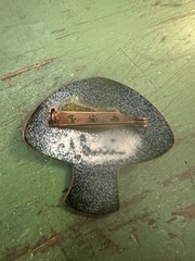 Vintage Signed Nanci Mushroom Ladybug Mid Century MCM Enamel Copper Pin Brooch