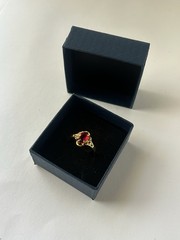 Vintage Red Cubic Zirconia Ring Gold Plated Womens Size 8.5