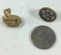 Vintage Gold Tone Earrings With Emboidered Flowers Clip-on Style Women’s Jewelry