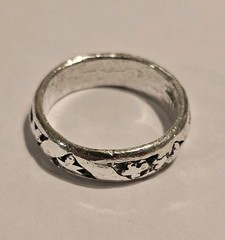 Custom Poured Signed Berry Jewelry Co. Sterling Deco Star Band Sz 9.75 #S55/01