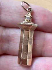 VINTAGE 14K GOLD DIAMOND LIGHTHOUSE CHARM PENDANT SOLID CUSTOM MADE NAUTICAL