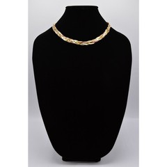 Vintage Multi-Chain Necklace Silver Gold Bronze Braided Chain NOS 1980s Bin3A