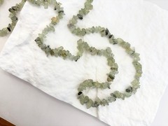 Prehnite Beaded Chip Long Stranded Vintage Green Necklace – 36″