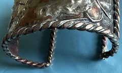 Vtg unsigned Mid Century Modernist Brutalist Silver Copper Cuff Bracelet