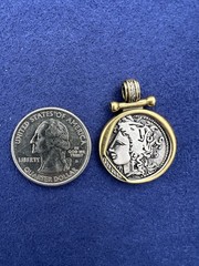 Vintage Style Coin Pendant Gold Tone Roman Goddess Medallion Necklace Charm