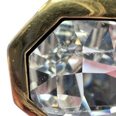 Vintage S.A.L. Swarovski Gold Tone Large Octagon Clip Earrings w/ Clear Crystal