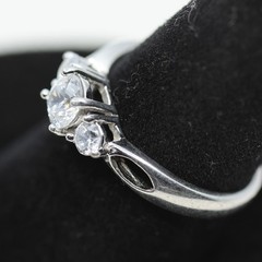 Triple Gemstone Ring Sterling Silver