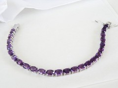 Vintage Sterling Silver 925 Heated African Amethyst Tennis Bracelet 7.5″