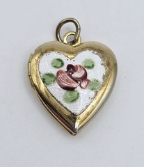 Vintage Locket Lot 4pc Van Dell 14K GF Gold Filled Heart Costume Enamel Pendants