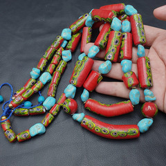 Vintage Venetian Gabri Style Glass Howlite Stone Beaded Necklace