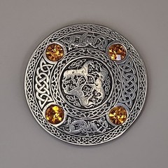 Celtic Horse Brooch Inverurie Orange Pewter Plated Made with Swarovski Crystals