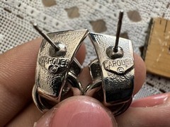 Vintage signed CAROL LEE silver TONE rhinestone Pierced Earrings