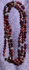 Vintage JAPAN 1940’s Garnet On push in Clasp pearls, beaded 58in long