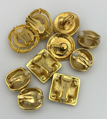 Vintage Jewelry Lot Gold Tone Clip On Earrings