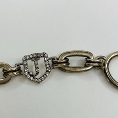 Vintage Juicy Couture Rhinestone Bracelet Chunky Puffy Heart Charm Silver Tone