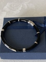 Unique Sterling Silver And Black Hinged Bangle Bracelet made In Italy