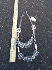 Vintage KH Studio Lucite Square Necklace Statement Clear