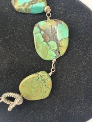Vintage Turquoise Statement Necklace | Asymmetrical Multi-sized Stones | 18″