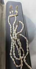 Vtg 3 pc Pearl Seed 17′ Long Necklace w/Pearl Earrings & Pearl Bracelet 7 1/2