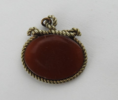 Vintage Carved Presssed Cameo Pendant Brown Mythological FOB Vicotrian