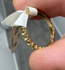 Vintage Silver Tone Full Round Cut Modern Eternity Green Peridot Ring Size 8.25