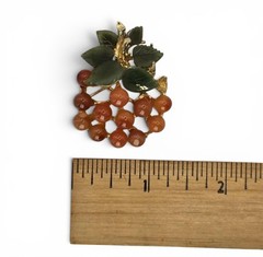 Vintage Swoboda Signed Jade Carnelian Grape Cluster Brooch Pin Gold Tone