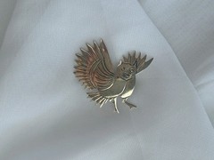 VINTAGE OWL BIRD STERLING SILVER 925 BROOCH PIN