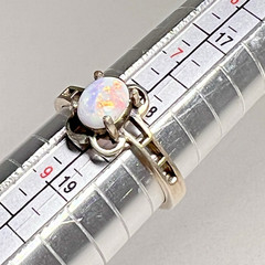 Sterling Silver Australian White Opal Ring Oval Cabochon Size 8 Vintage 2.5g