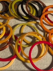 44 Vintage Spacer Bakelite Bracelets! Lucite, Marblette, Plastic, Etc!