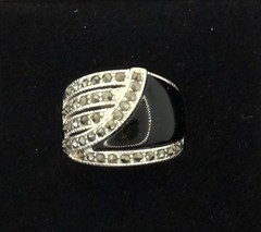 Ross Simons Sterling Silver Ring Black Onyx Marcasite Size 7 New