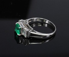 Rare 0.91ct GIA Colombian Emerald & 0.78ct Diamond Platinum Ring, Size 8.5