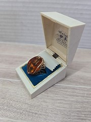 Vintage Soviet 14k Gold Baltic Russian amber ring Ussr Tested Size 7
