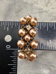 Vintage Ross Simons Bracelet Faux Pearl Rhinestone Pink 925 7.5”
