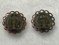 Vintage Murano Style Glass Millefiori Domed Round Button Clip Earrings Chrty