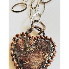 VTG Brutalist Heart Necklace Crystal sterling silver 925 MOD Jeweled Y2K BOHO