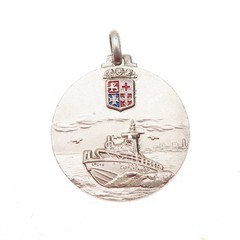 800 Silver Vintage Enamel General Inspectorate of the Port Authorities Pendant