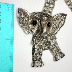 🐘Juliana D&E Lucky Elephant Puppet Necklace – Vtg Silver Filigree Book Piece