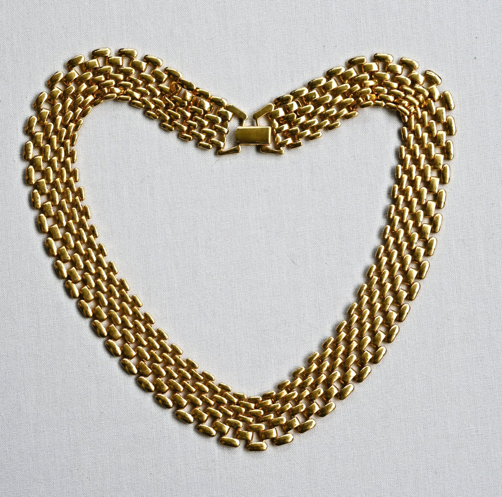 Vintage Napier Gold Tone Panther Link Classic Collar Necklace Signed