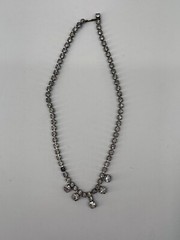 Antique Art Deco Silver Tone Faceted Rhinestone Round Cut Statement Necklace