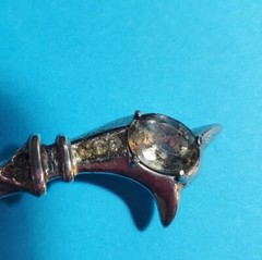 Vintage Sterling Silver Sword Scimitar Pin Brooch Clear Stones Large 3.5 Inches