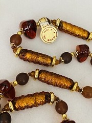 Vintage Amber Murano Glass Made in Italy Glass Bead Necklace 33″ w/ ORIGINAL TAG